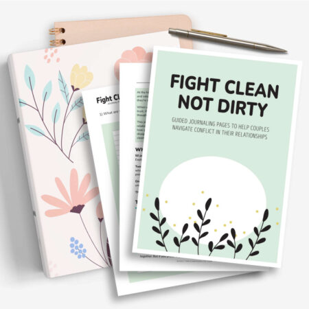 printable journaling pages worksheets for couples with pen, closed ring binder and notebook