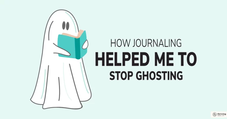 Friendly ghost holding a journal, symbolizing the idea of using journaling to stop ghosting people.