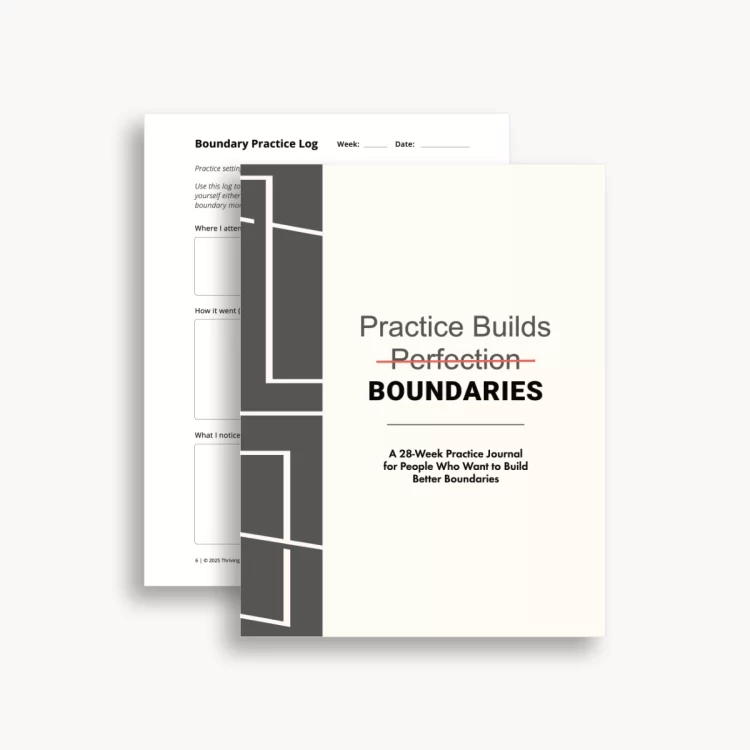 “Practice Builds Boundaries” journal cover with minimalist geometric design.